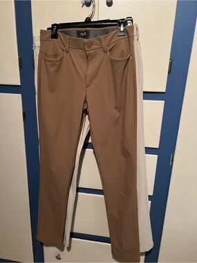 Men's Tan Stretch Khaki Chinos with Slim Fit Flex 30x32 School Work Dress NEW